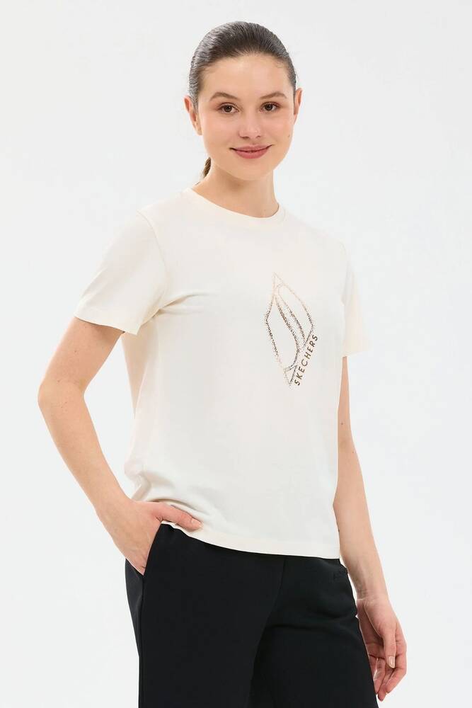 Kadın Regular Fit Graphic T-shirt S2610049-3855 Beyaz 