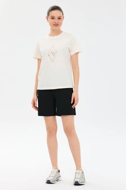 Kadın Regular Fit Graphic T-shirt S2610049-3855 Beyaz - Thumbnail