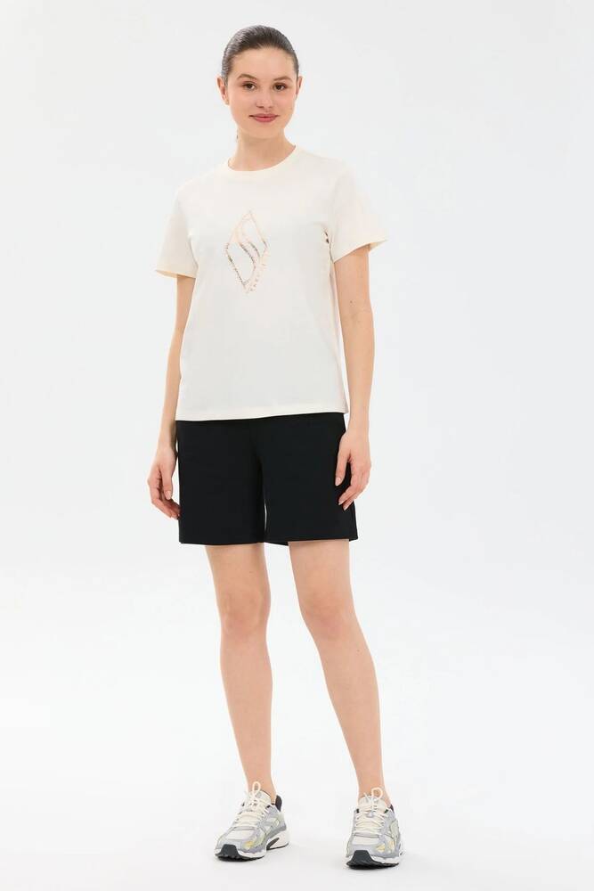 Kadın Regular Fit Graphic T-shirt S2610049-3855 Beyaz 
