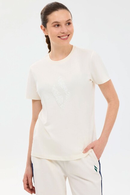 Kadın Regular Fit Graphic Tişört S2610057-3855 Beyaz (1)