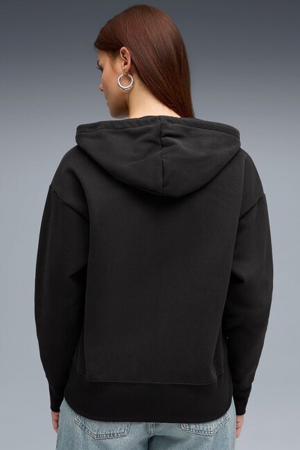 Kadın Relaxed Full Zıp Kapüşonlu Sweat 633011-01 Siyah (2)