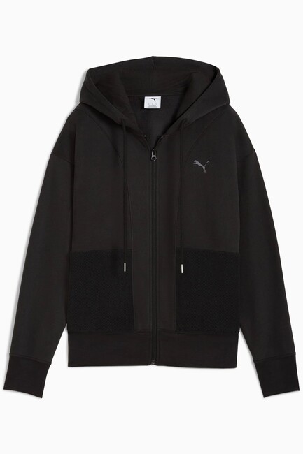 Kadın Relaxed Full Zıp Kapüşonlu Sweat 633011-01 Siyah - Thumbnail