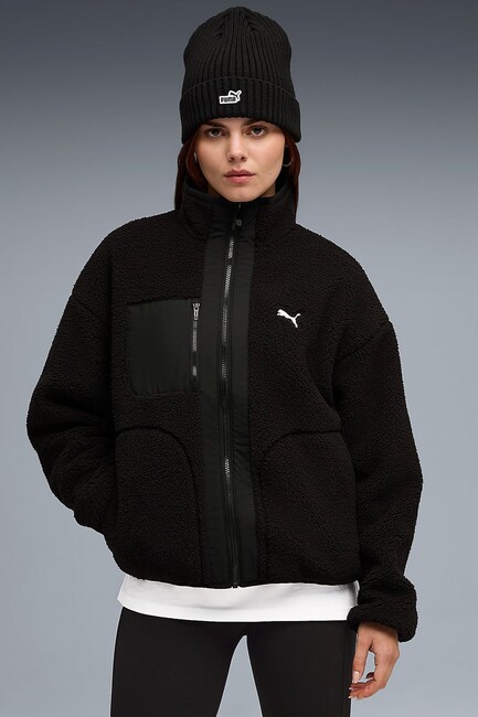 Kadın Reversible Sherpa Ceket 688386-01 Siyah (1)