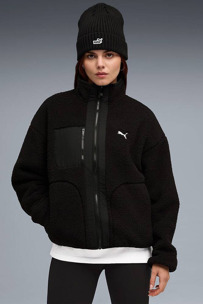 Kadın Reversible Sherpa Ceket 688386-01 Siyah 