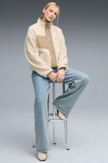 Kadın Reversible Sherpa Ceket 688386-87 Ekru (3)