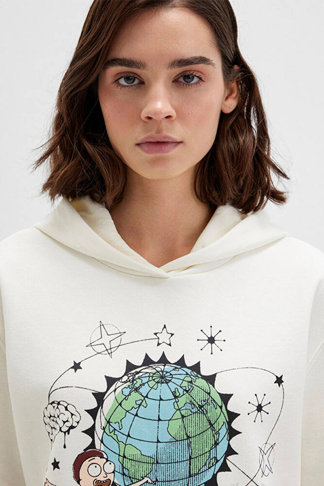 Kadın Rıck And Morty Baskılı Sweat 1S10468-80194 Ekru 