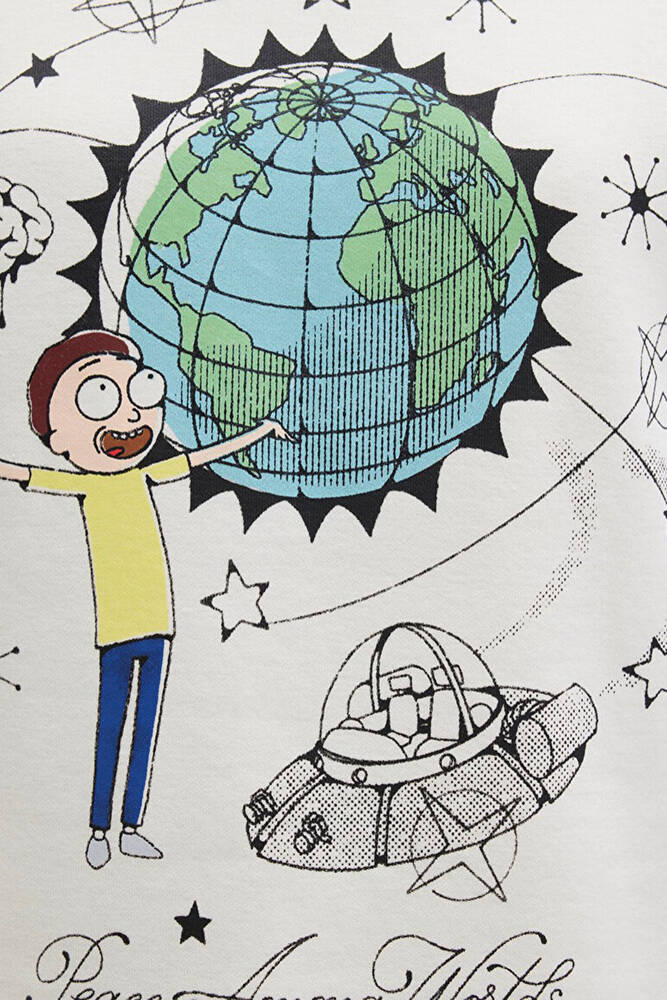 Kadın Rıck And Morty Baskılı Sweat 1S10468-80194 Ekru 