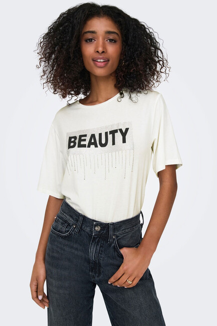 Kadın Sannı Tişört 15346650 Ekru - Thumbnail