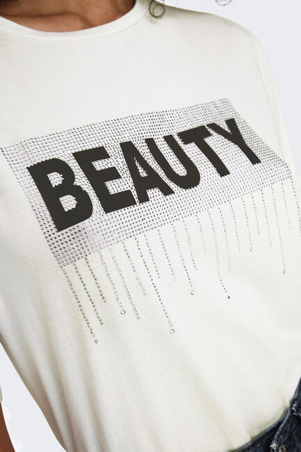 Kadın Sannı Tişört 15346650 Ekru - Thumbnail