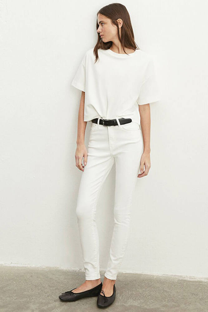 Kadın Serenay Gold Jean Pantolon 100980-83673 Beyaz 