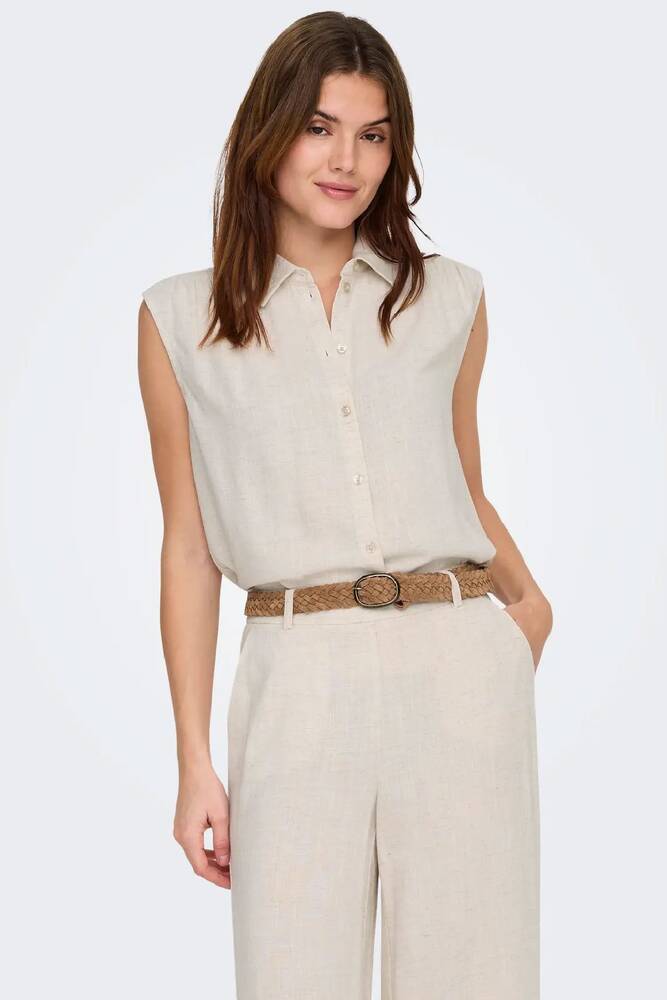 Kadın Siesta Linen Gömlek 15367416 Ekru 