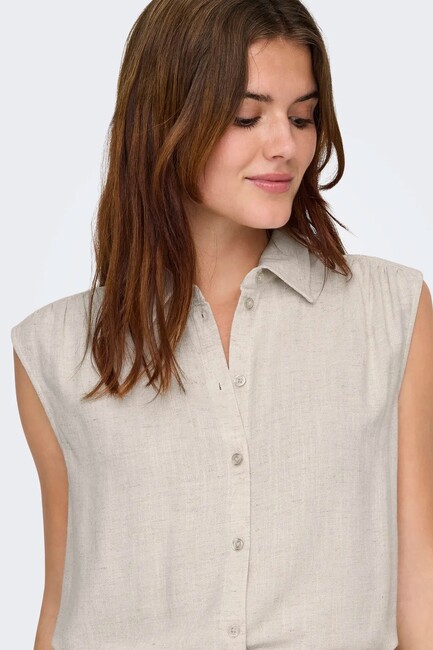 Kadın Siesta Linen Gömlek 15367416 Ekru - Thumbnail