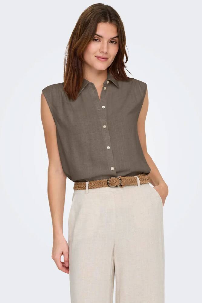 Kadın Siesta Linen Gömlek 15367416 Kahve 