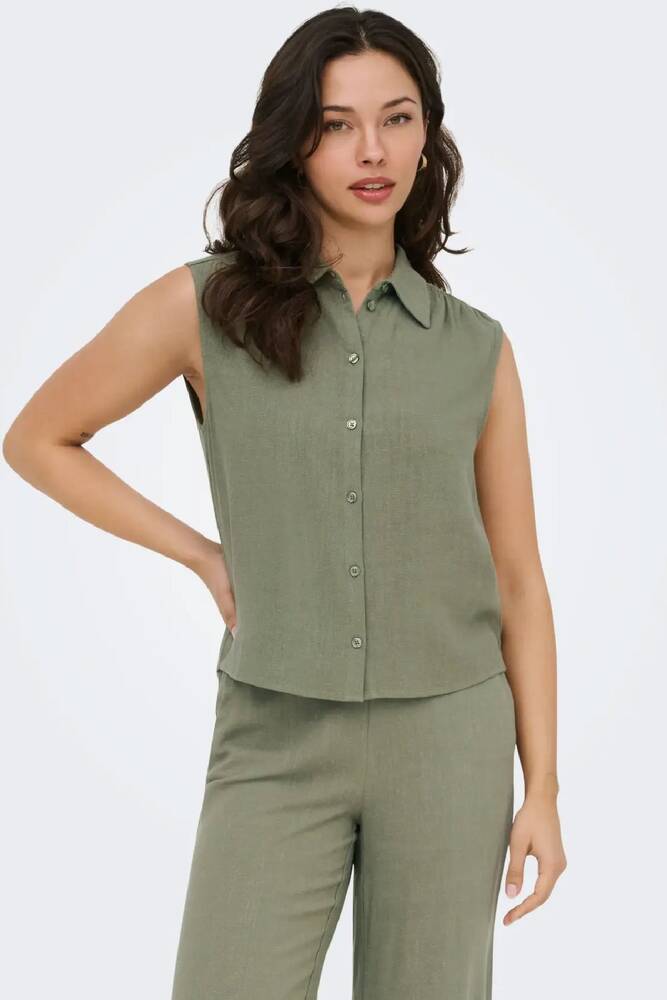 Kadın Siesta Linen Gömlek 15367416 Yeşil 