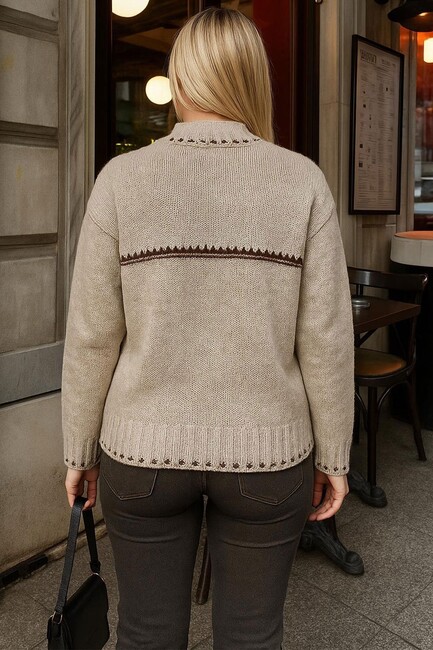 Kadın Simli Kazak 25K0195K1 Bej (3)