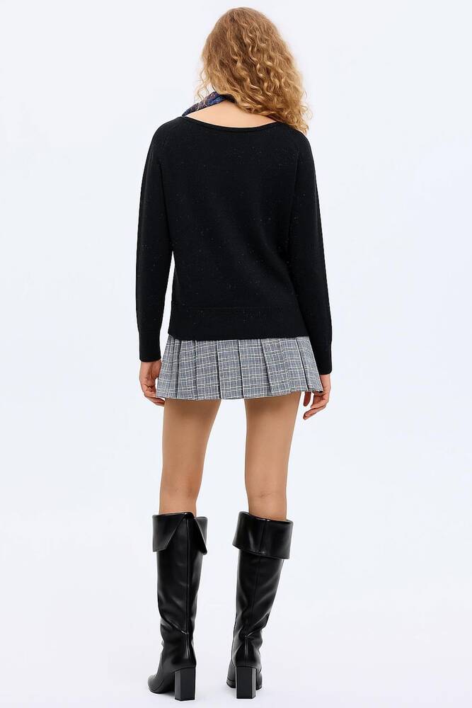 Kadın Simli Kazak 25K0202K1 Siyah 