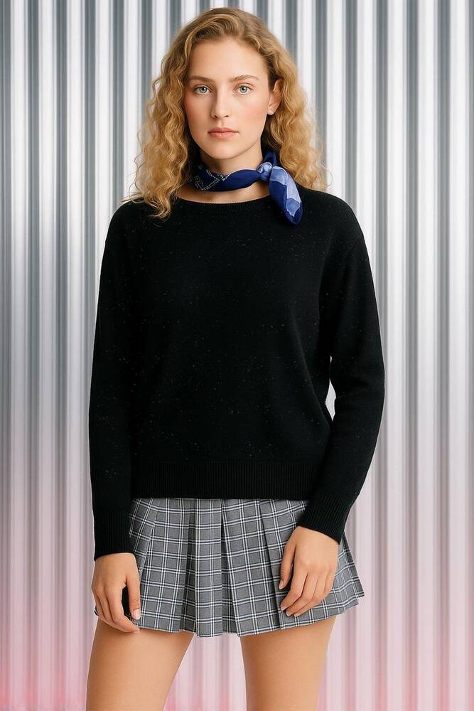 Kadın Simli Kazak 25K0202K1 Siyah 