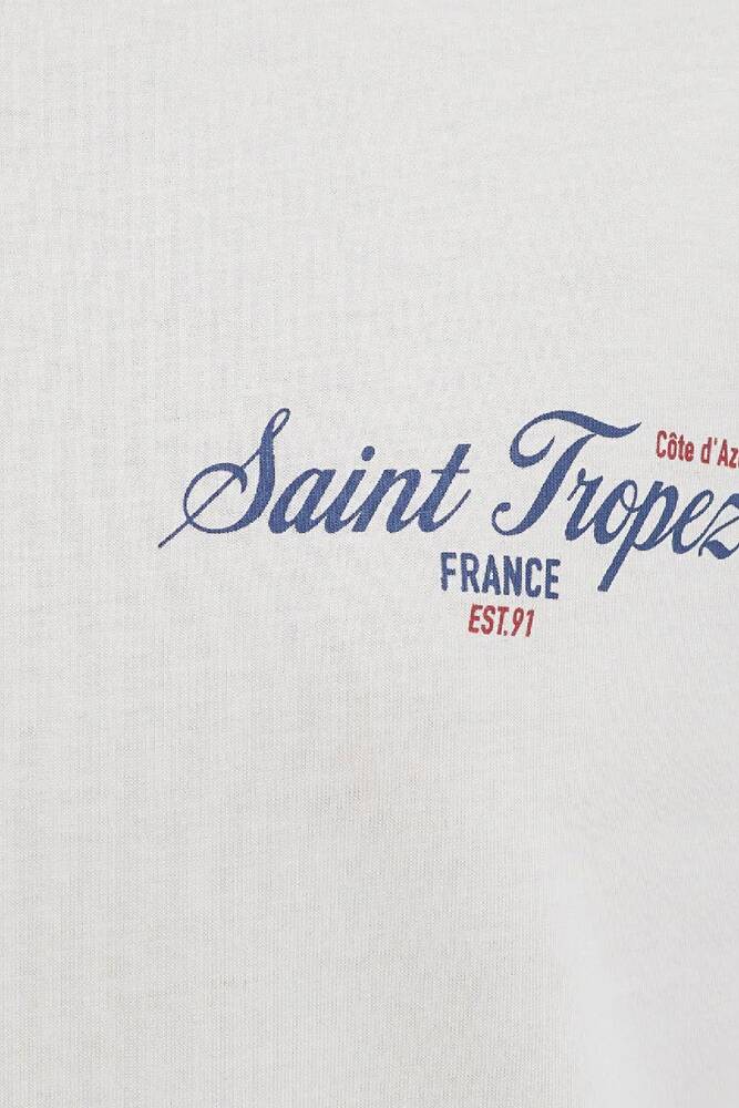 Kadın Slogan Baskılı Tişört 1613891-80194 Ekru 