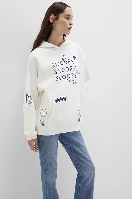 Kadın Snoopy Baskılı Sweat 1S10470-80194 Ekru (2)