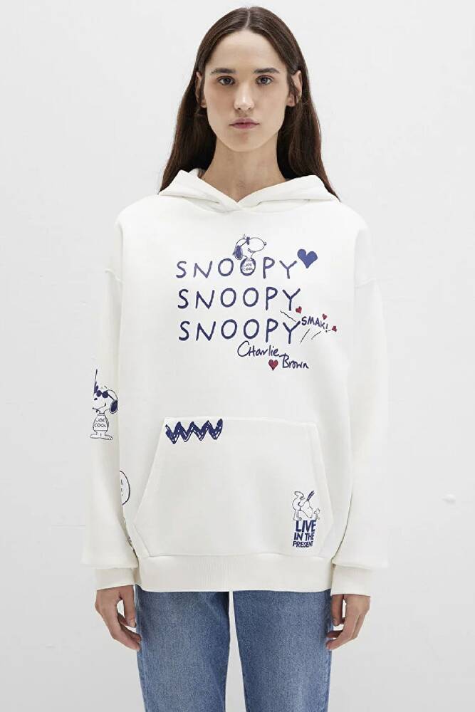 Kadın Snoopy Baskılı Sweat 1S10470-80194 Ekru 
