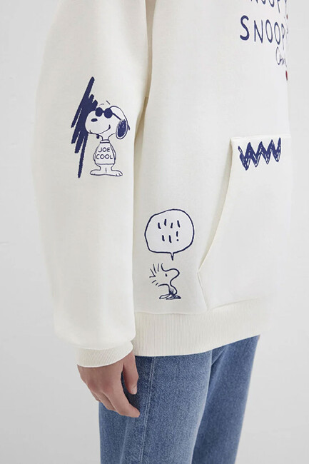 Kadın Snoopy Baskılı Sweat 1S10470-80194 Ekru - Thumbnail