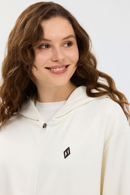 Kadın Soft Touch Full Zip Ceket S2610026-3855 Beyaz - Thumbnail