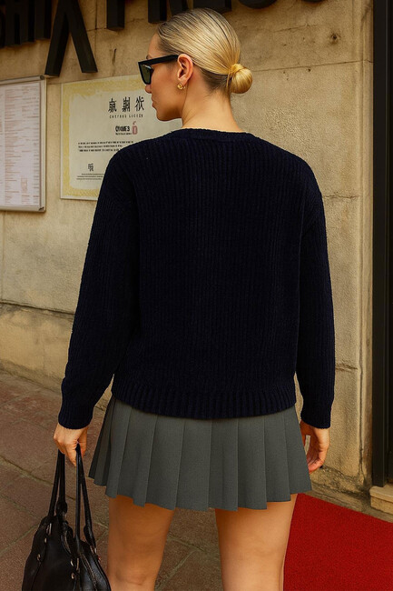 Kadın Şönil Kazak 25K0160K1 Mavi (3)