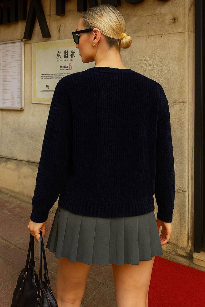 Kadın Şönil Kazak 25K0160K1 Mavi 