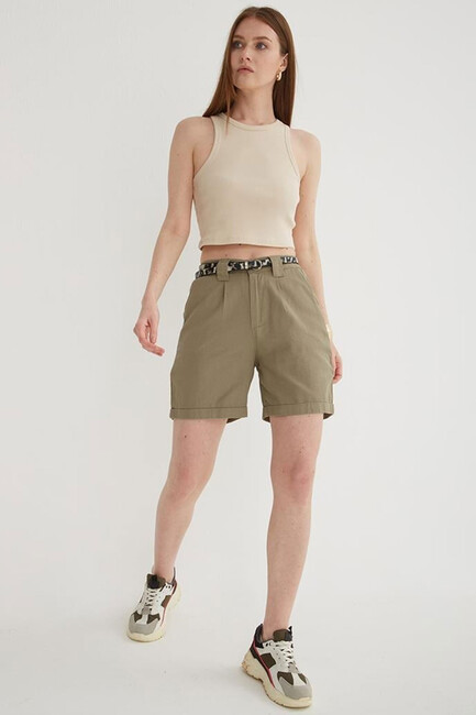 Kadın Şort 25Y0527K1 Haki - Thumbnail