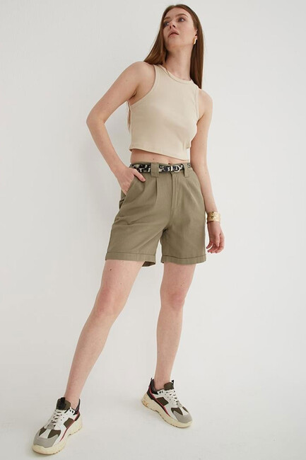 Kadın Şort 25Y0527K1 Haki - Thumbnail