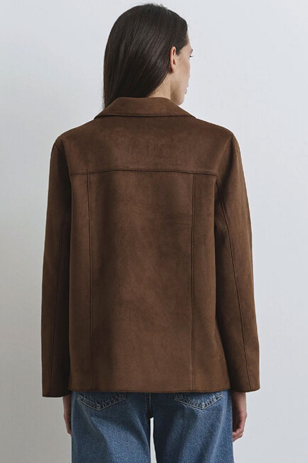 Kadın Suni Süet Blazer Ceket 1110831-87736 Kahve - 5
