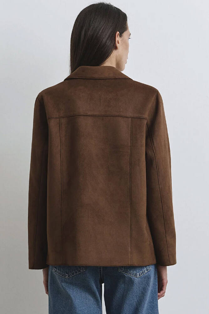 Kadın Suni Süet Blazer Ceket 1110831-87736 Kahve - 5