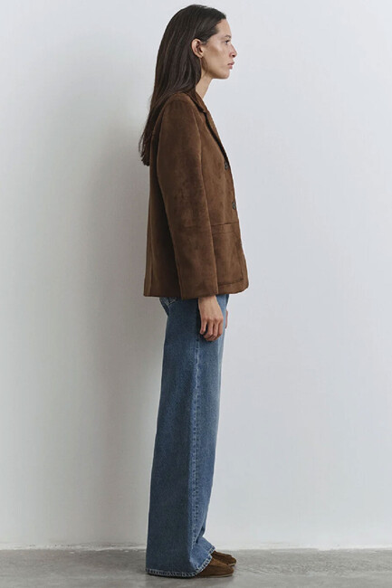 Kadın Suni Süet Blazer Ceket 1110831-87736 Kahve - 6