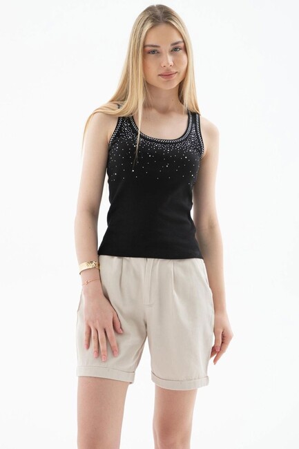 Kadın Taşlı Atlet 25Y0486K1 Siyah (3)