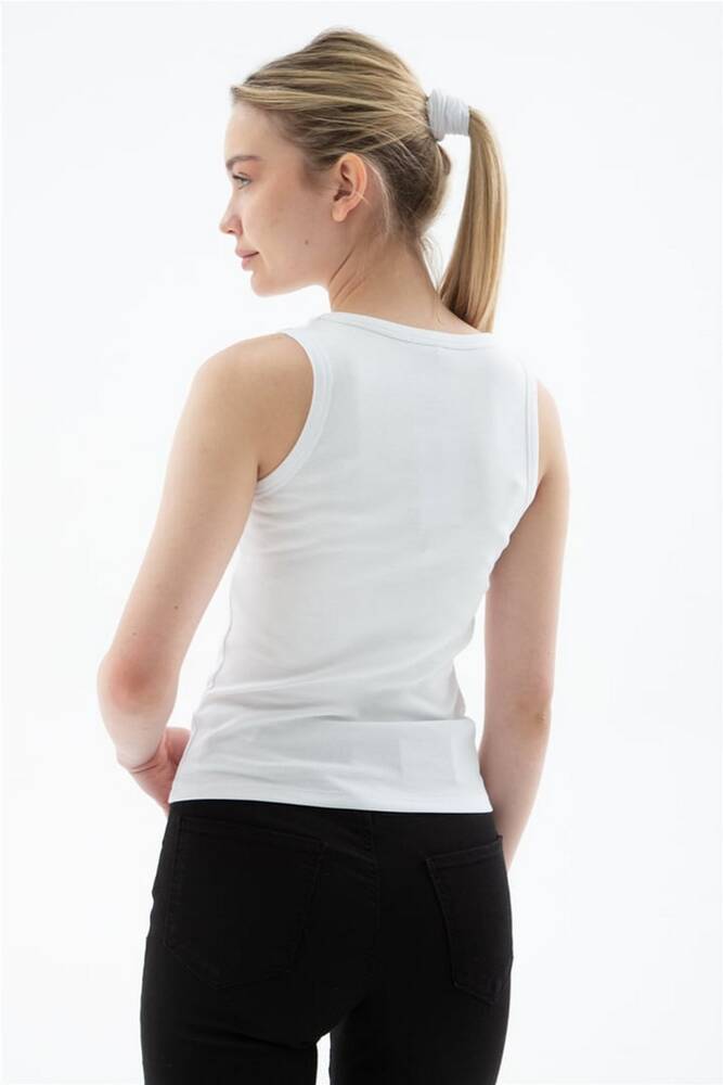 Kadın Taşlı Atlet 26Y0486K1 Beyaz 