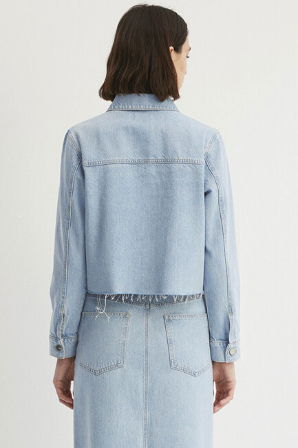 Kadın Thalia Bleached Premium Denim Ceket 1110289-86792 Mavi - Thumbnail