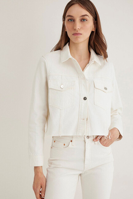 Kadın Thalia Premium Denim Ceket 1110289-89161 Beyaz (1)
