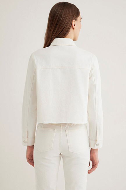 Kadın Thalia Premium Denim Ceket 1110289-89161 Beyaz - Thumbnail