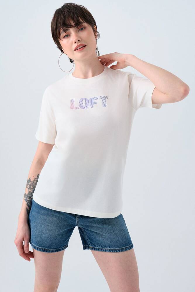 Kadın Tişört LF2039149 Ekru 