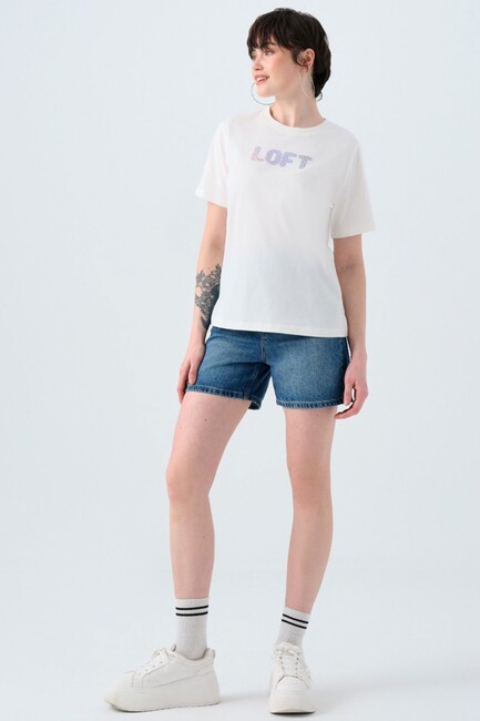 Kadın Tişört LF2039149 Ekru (2)