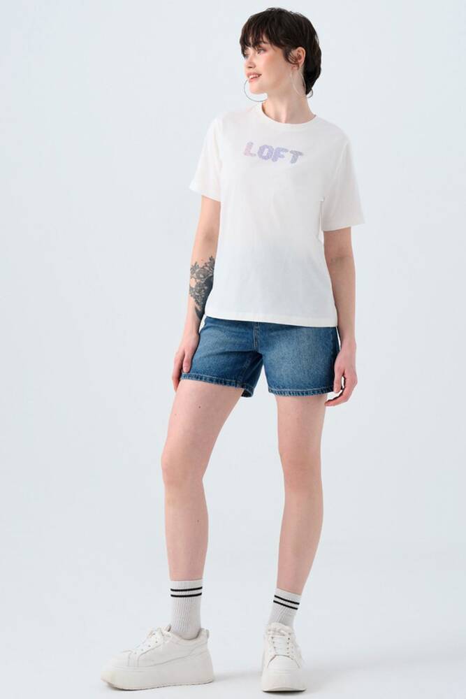 Kadın Tişört LF2039149 Ekru 