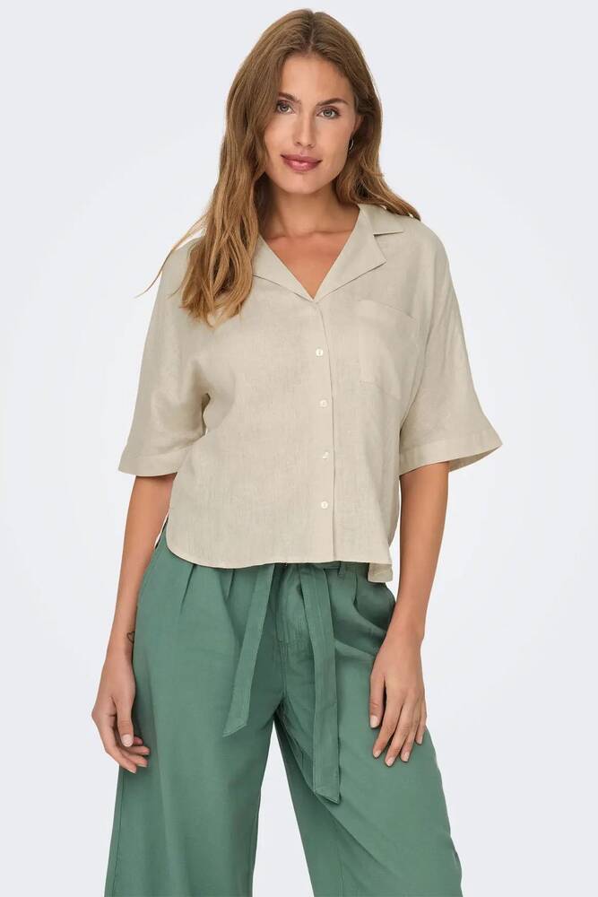 Kadın Bruxelles Linen Gömlek 15314215 Beyaz 