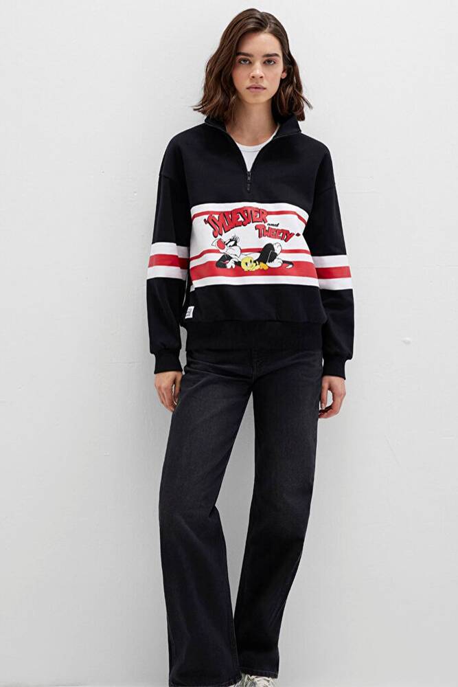 Kadın Tom And Jerry Baskılı Sweat 1S10472-900 Siyah 