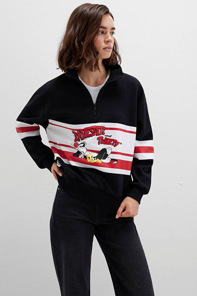 Kadın Tom And Jerry Baskılı Sweat 1S10472-900 Siyah 