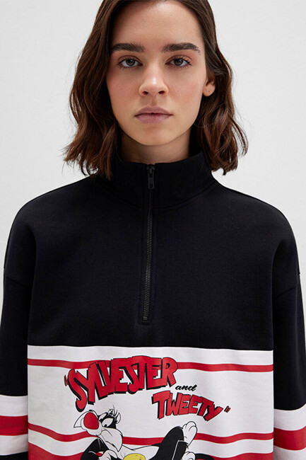 Kadın Tom And Jerry Baskılı Sweat 1S10472-900 Siyah - Thumbnail