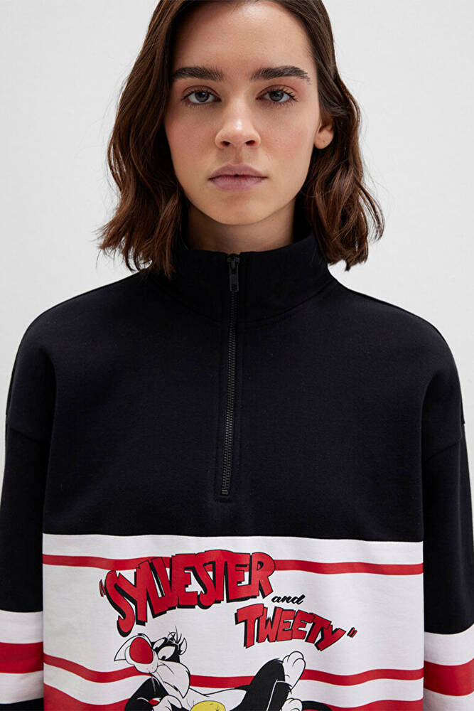 Kadın Tom And Jerry Baskılı Sweat 1S10472-900 Siyah 
