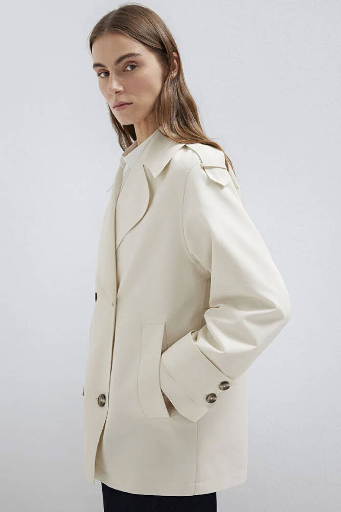 Kadın Trençkot 1110807-70056 Ekru 