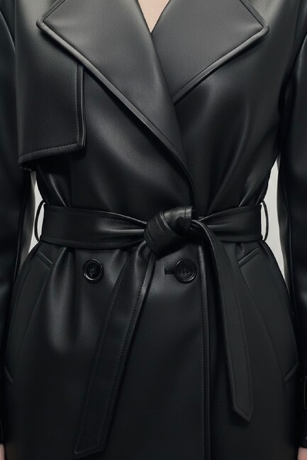 Kadın Trençkot 19020302 Siyah - Thumbnail