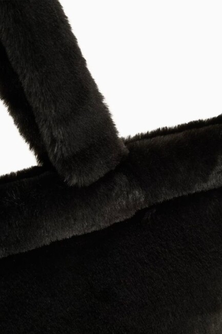 Kadın Up Faux Fur Omuz Çantası 091712-01 Siyah - Thumbnail
