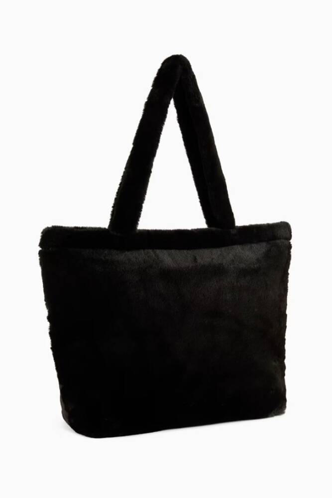 Kadın Up Faux Fur Omuz Çantası 091712-01 Siyah 